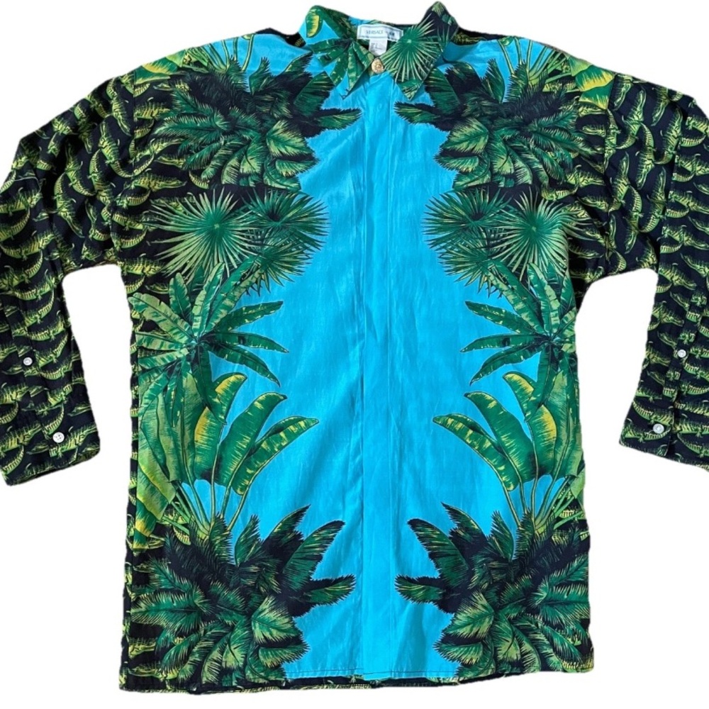 VERSACE  for H&M 2011 Collectible MIAMI Tropical Status Print SHIRT Medium EUC - Picture 7 of 16